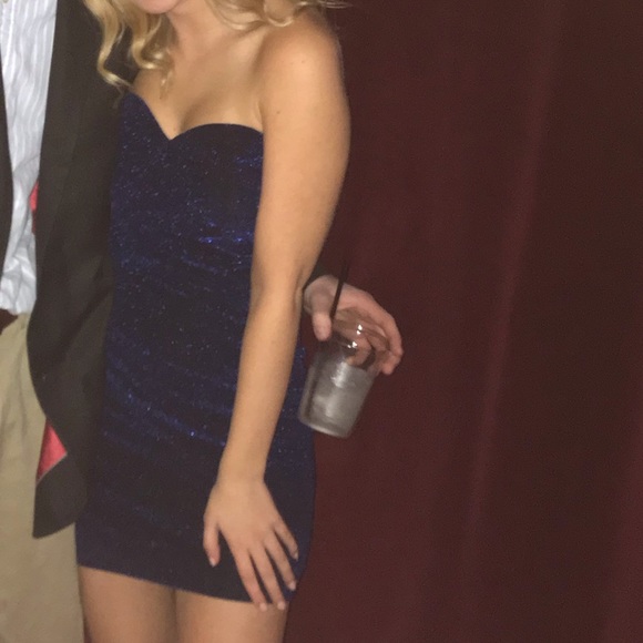 Forever21 Strapless Blue Glittery Formal Dress - Picture 3 of 4